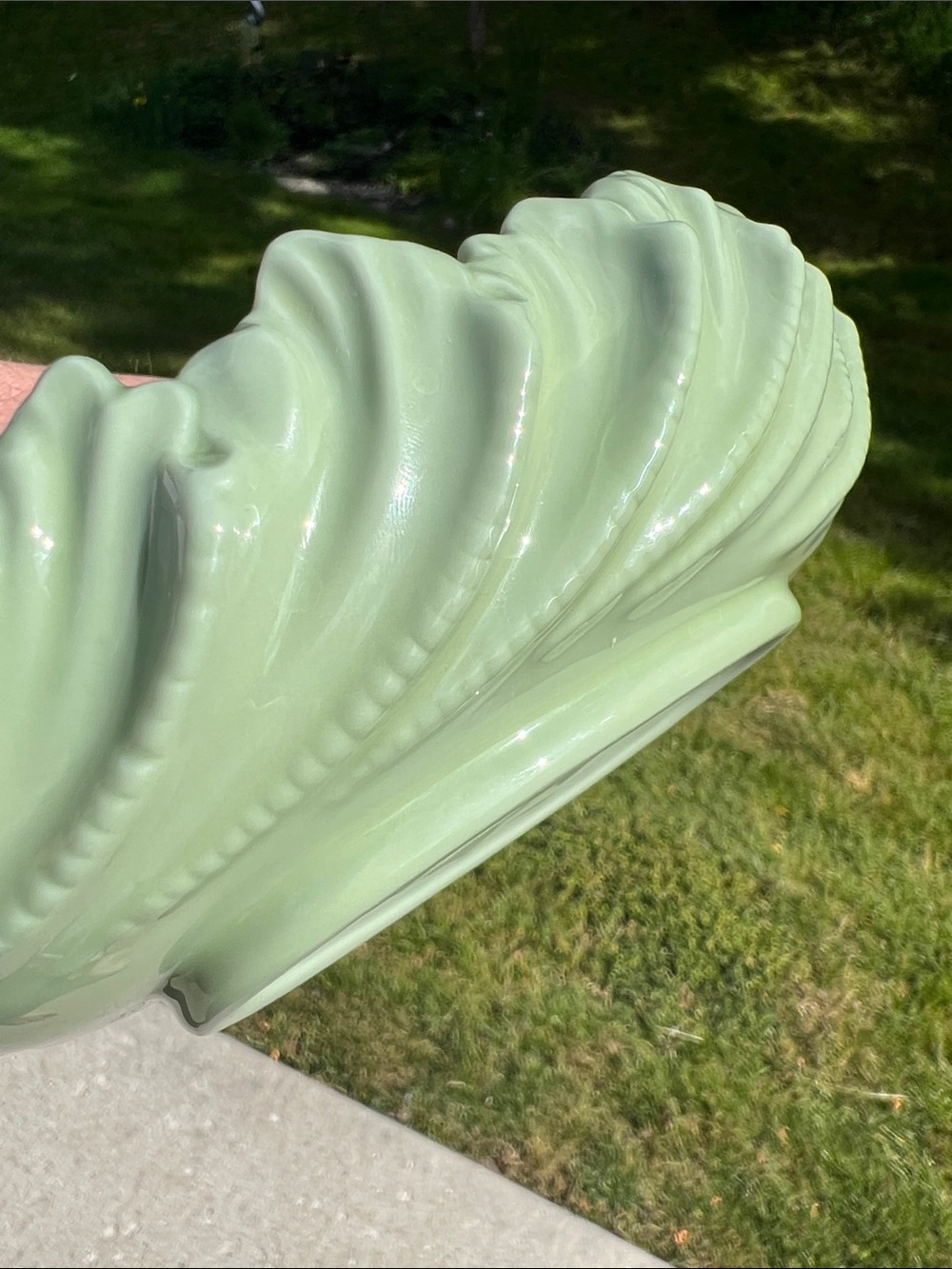 VTG Lenox Porcelain Made in USA Mermaid Shell Bowl Green Celadon Ivory White - Picture 8 of 8